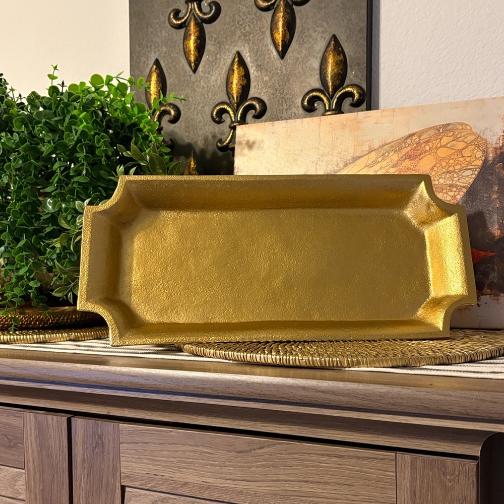 🆕BHG Gold Cast Metal Decorative Tray